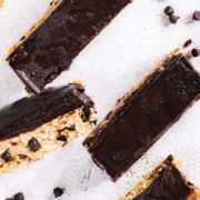 No-Bake Chocolate Chip Cookie Dough Bars with chocolate chips