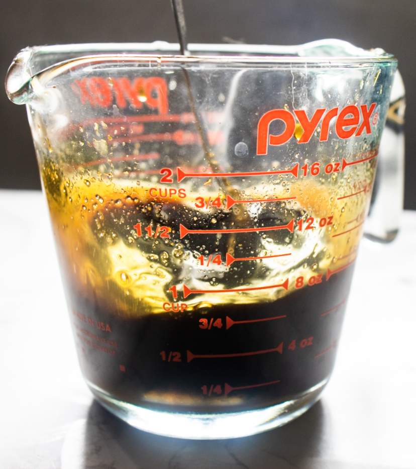 the sauce in a pyrex measuring cup