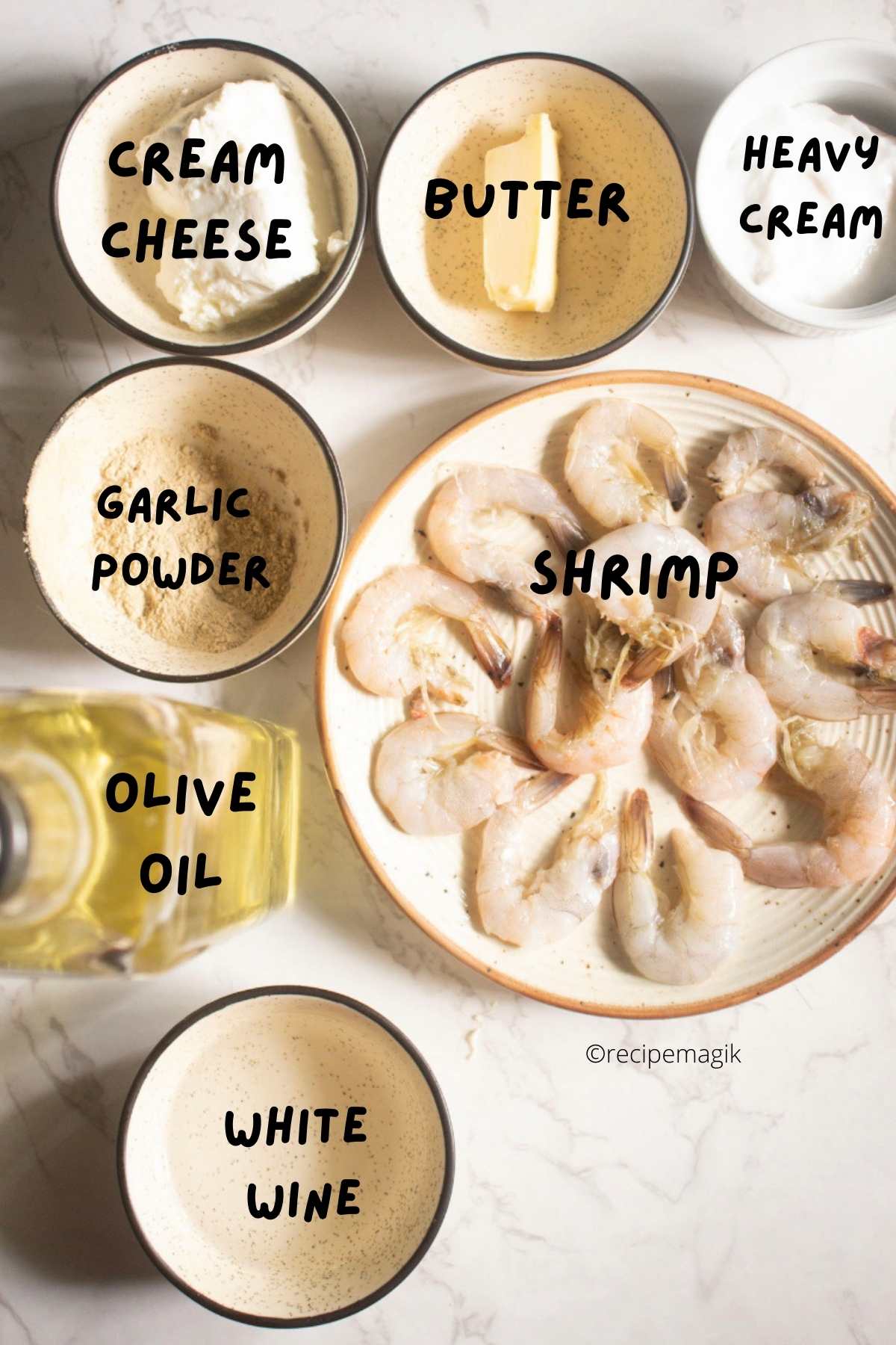 ingredients for garlic parmesan shrimp on a table