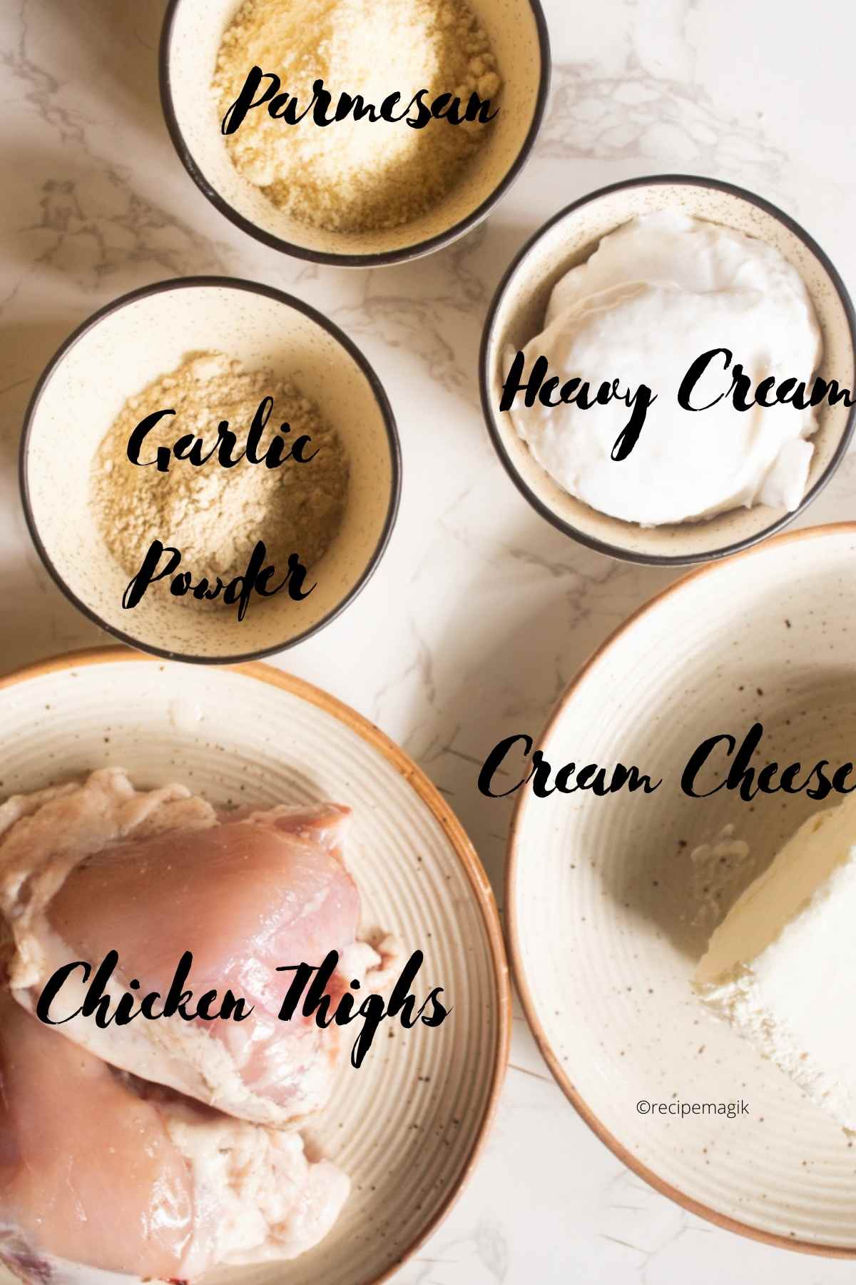Crockpot Chicken Thighs in Creamy Garlic Parmesan Sauce ingredients