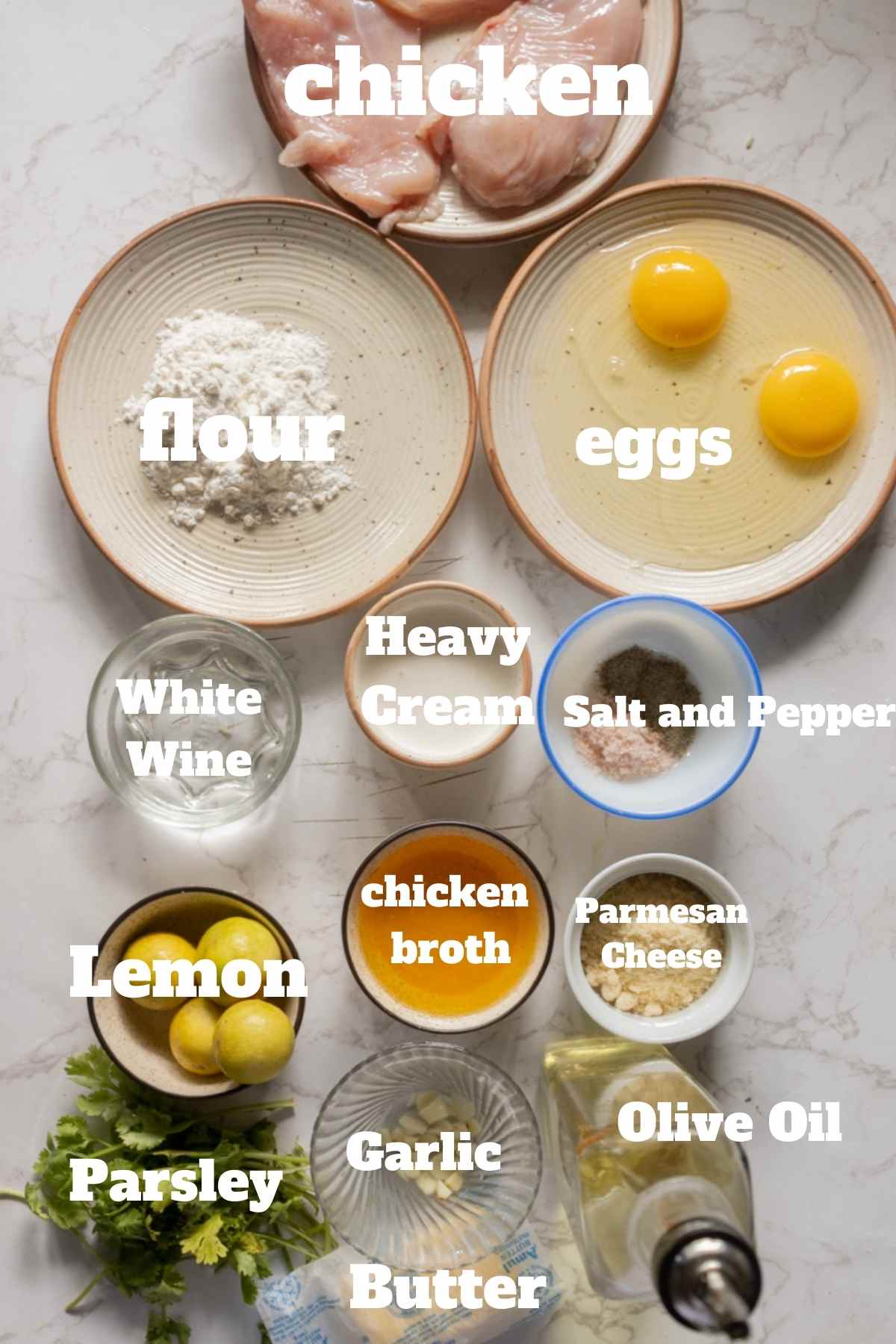 Ingredients for Lemon Chicken Francese Recipe
