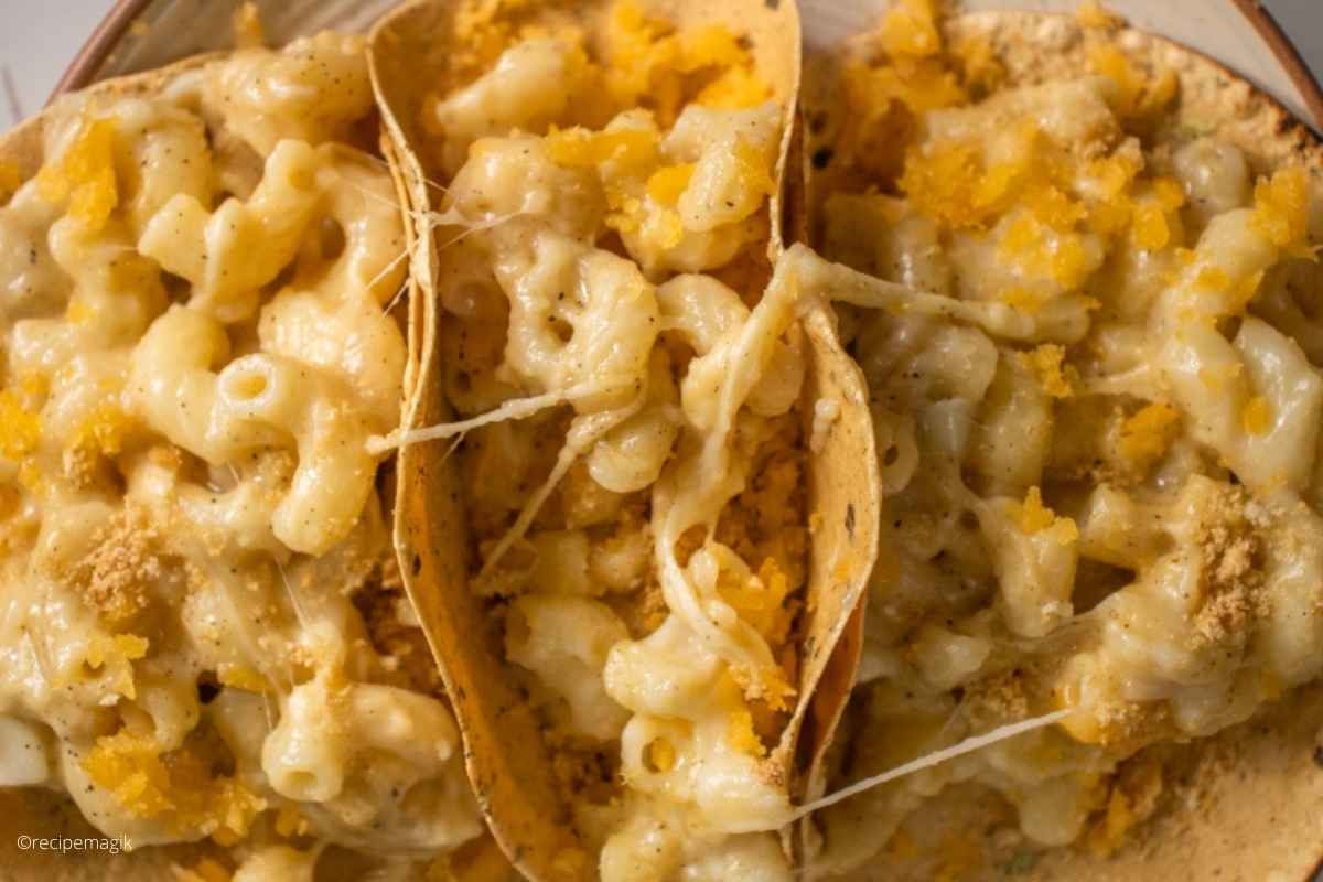 mac and cheese tacos on a plate