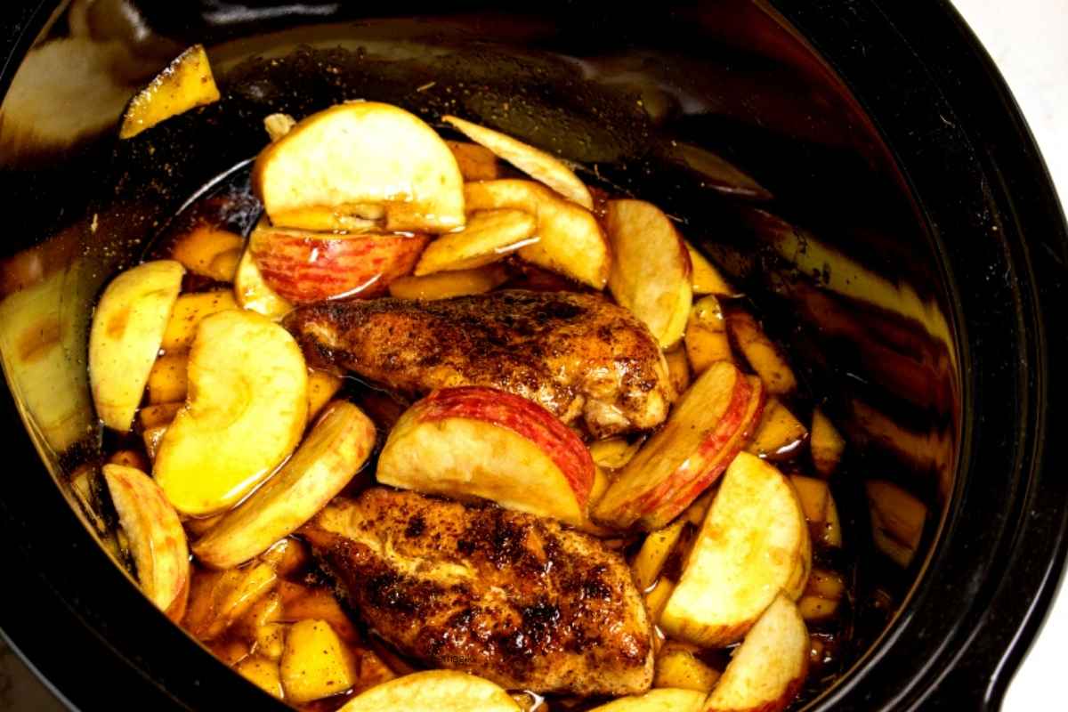 Apple Butternut Squash Chicken in Crockpot Before cooking