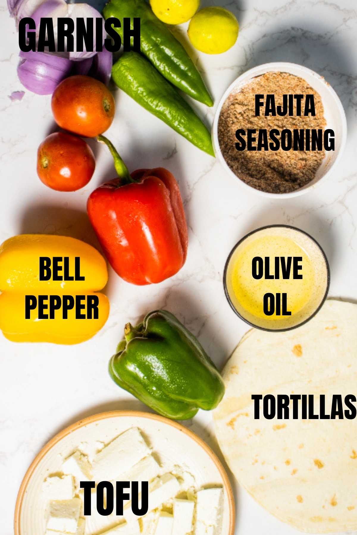 Crispy Tofu Fajita Tacos ingredients