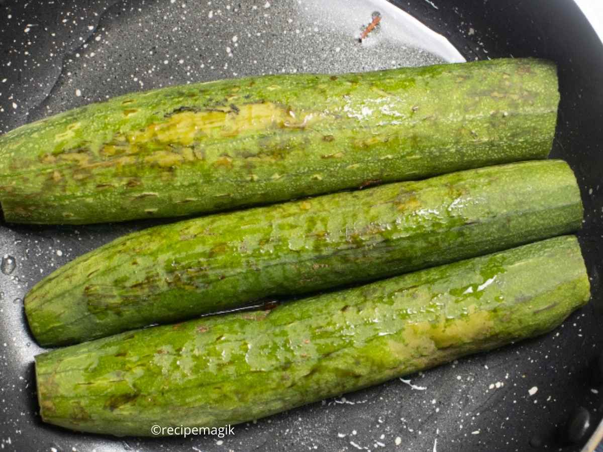 searing zucchini in a skillet