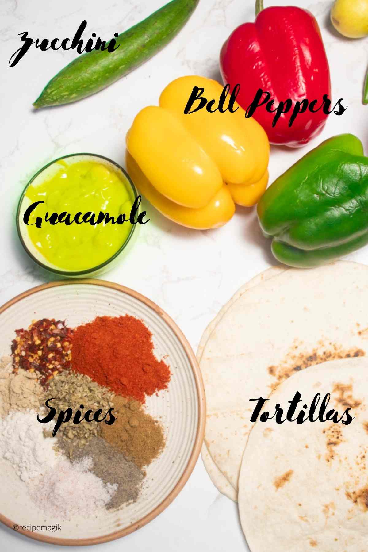 Zucchini and Bell Pepper Tacos ingredients 