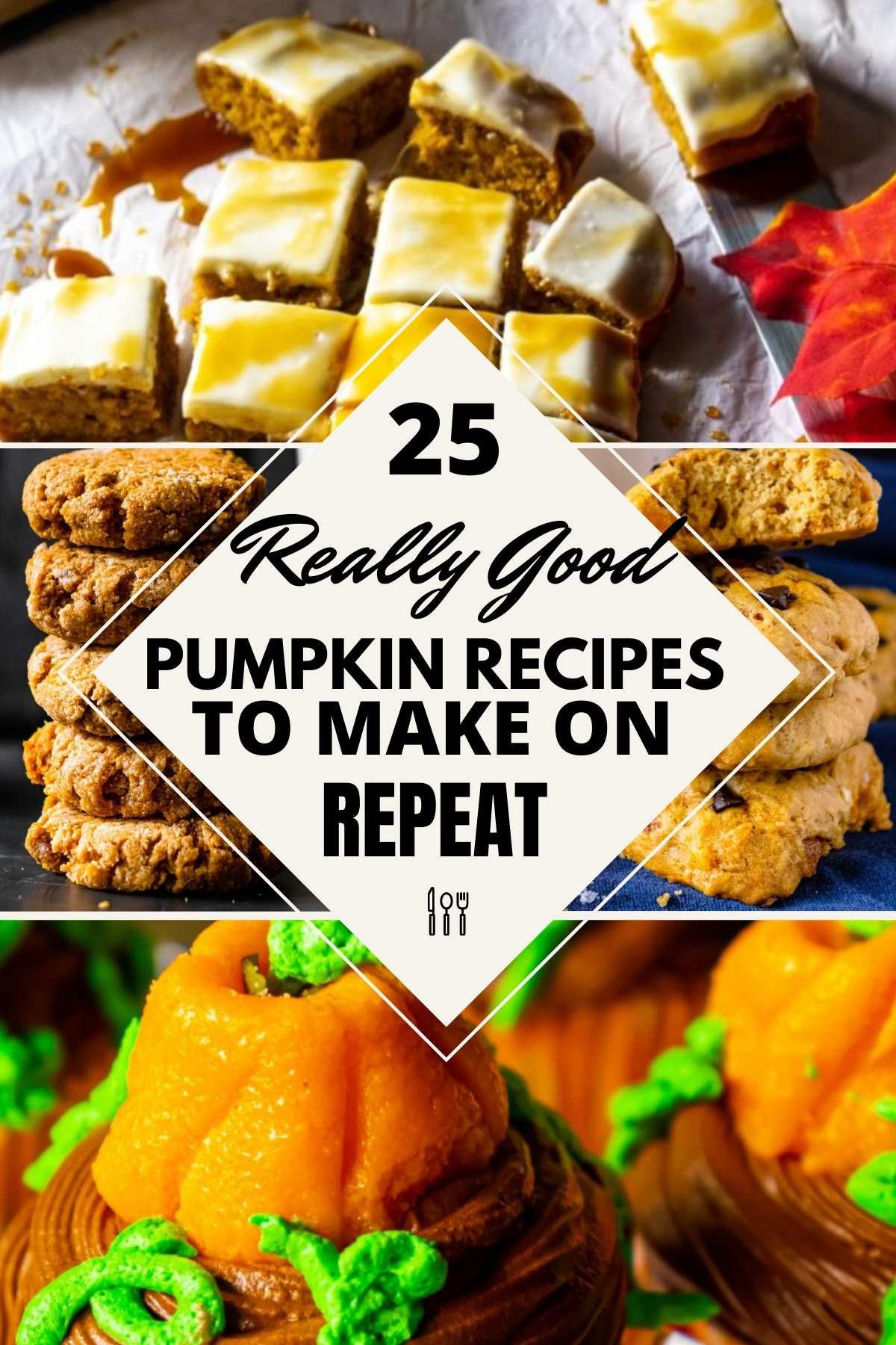 collage of pumpkin recipes with text in the center