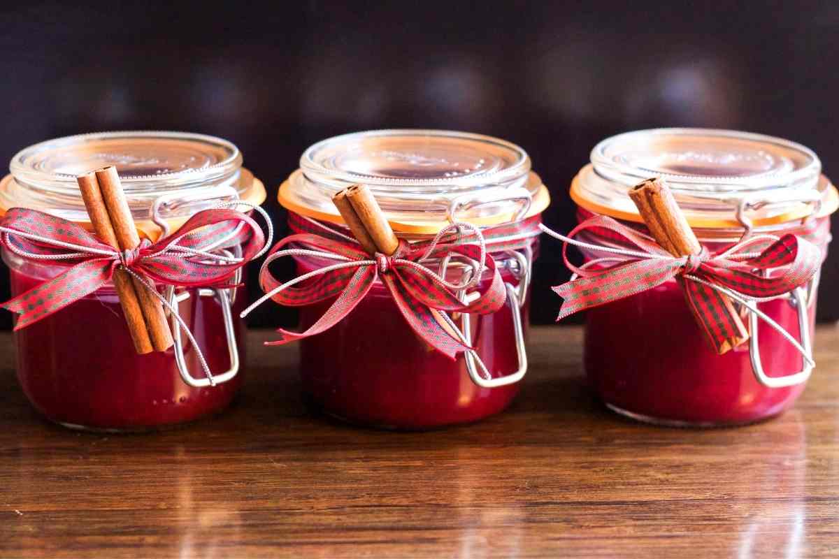 cranberry sauce stored in jars