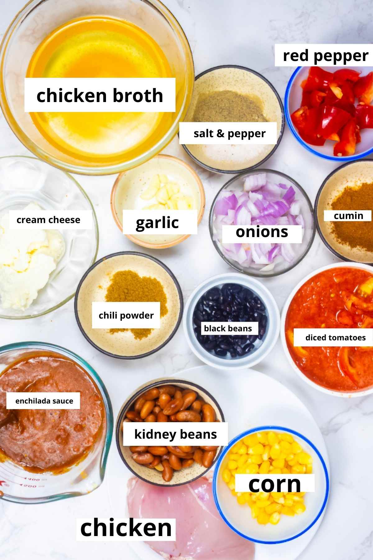 ingredients for chicken enchilada soup