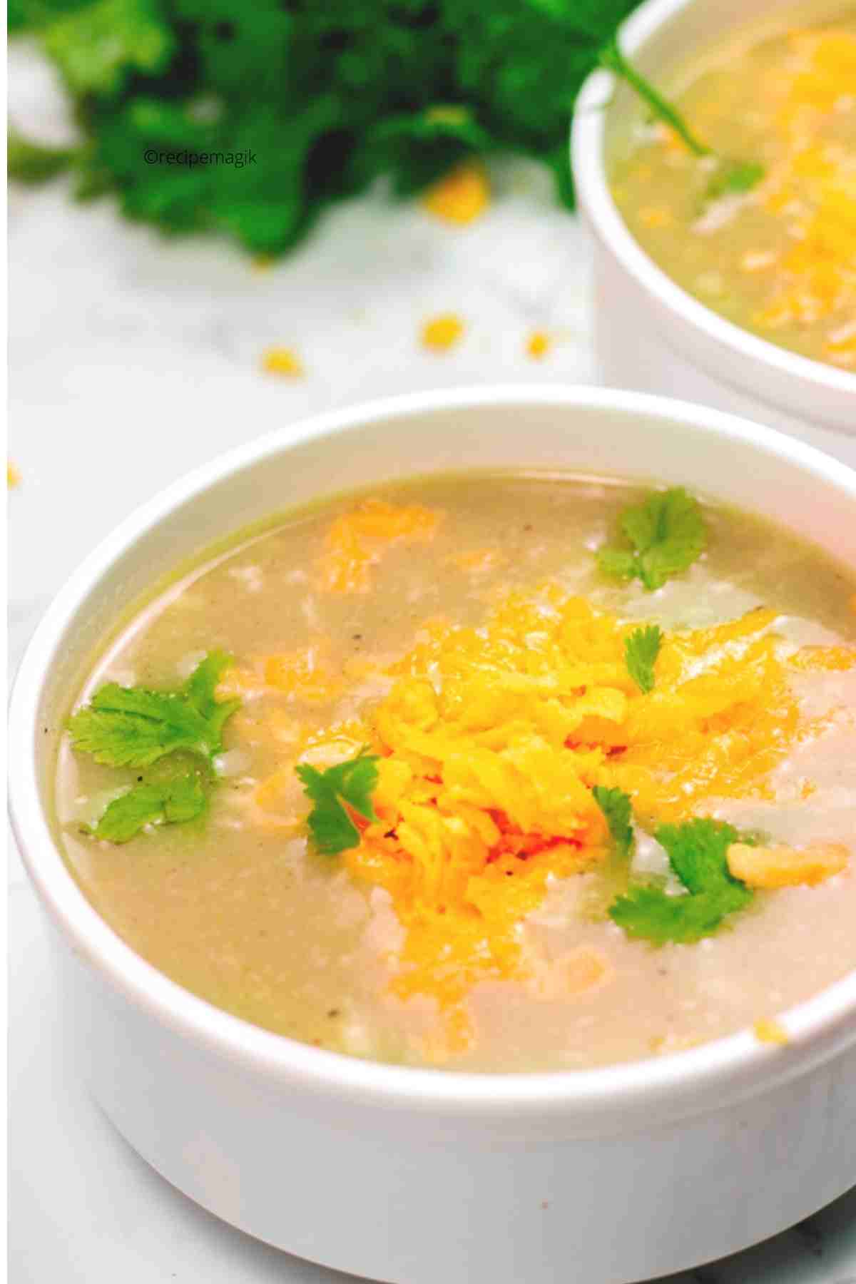 Creamy Potato Soup with cheddar cheese and parsley