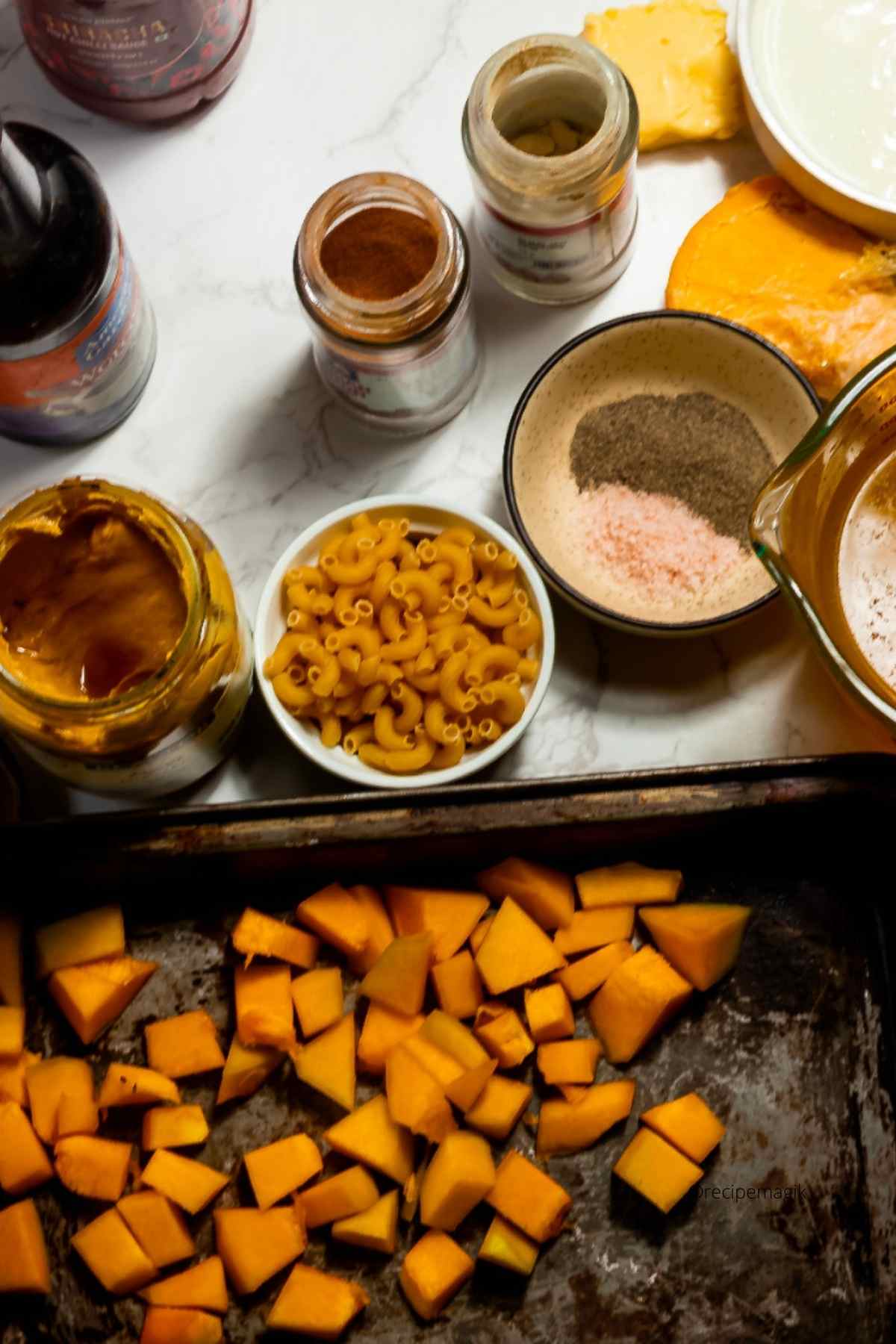 Roasted Butternut Squash Mac and Cheese ingredients
