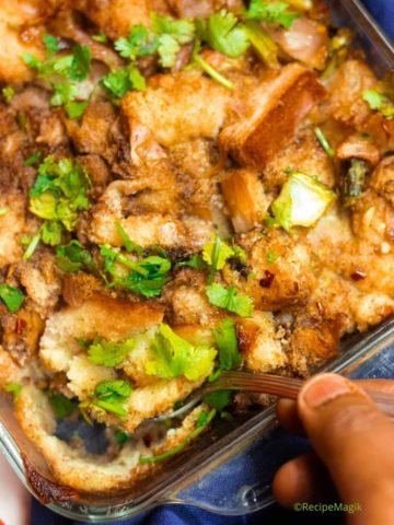 turkey stuffing garnished with parsley