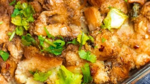 turkey stuffing garnished with parsley