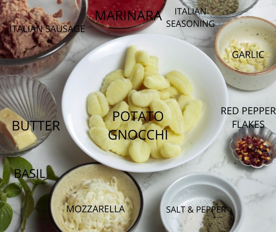 Pan Fried Gnocchi with Marinara & Basil ingredients
