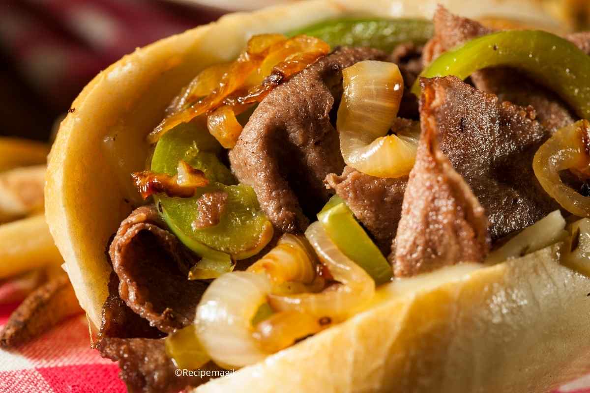 philly cheesesteak in a hoagie roll