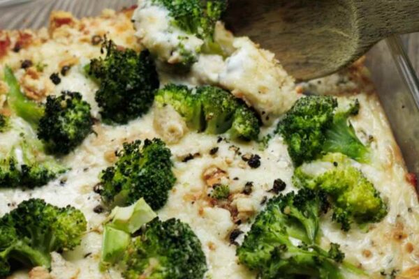 broccoli cheese casserole with skillet