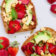 strawberry avocado toast with fresh strawberries