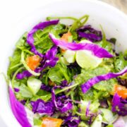Easy Spinach Salad with purple cabbage