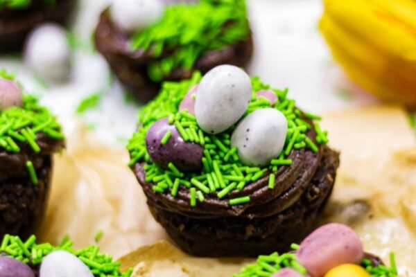 cute easter cupcake with mini easter eggs