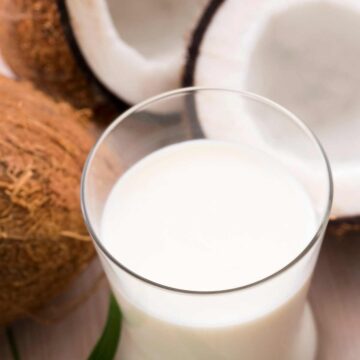 homemade coconut milk in a glass