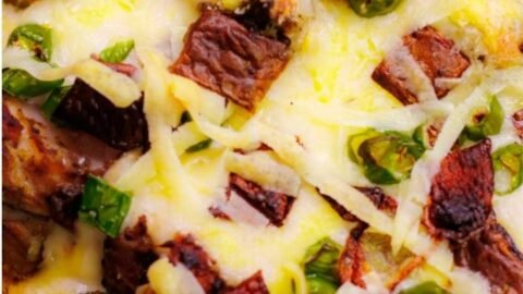 keto chicken bacon ranch casserole with shredded cheese