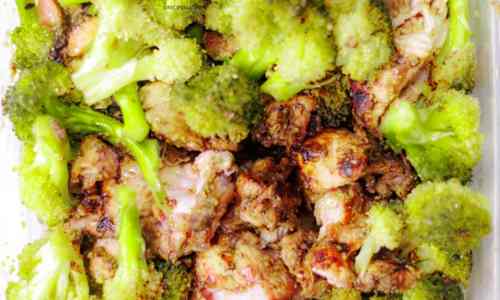 broccoli and chicken in a casserole dish