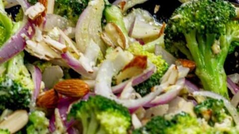 keto broccoli salad with nuts and onions