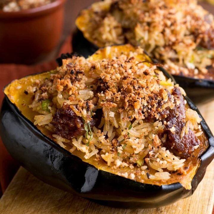 Sausage And Rice Stuffed Acorn Squash Recipe RecipeMagik