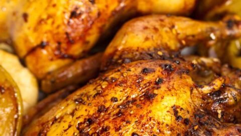 closeup image of stuffed cornish hen