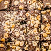 hazelnut whey protein brownies just baked from oven