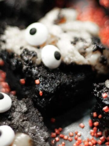spider web brownies with candy eyes