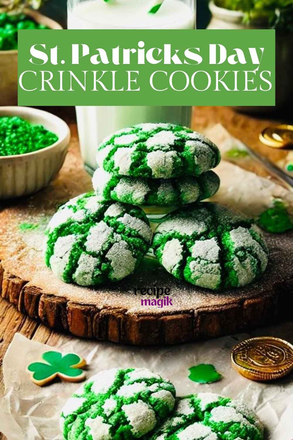 st patricks day crinkle cookies