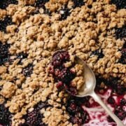 Blackberry Crumble without oats kept in a baking dish