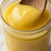 simple homemade lemon pie filling in a jar