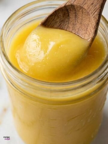 simple homemade lemon pie filling in a jar