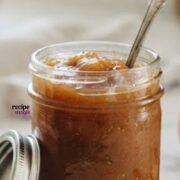 Crockpot Peach Butter in a jar