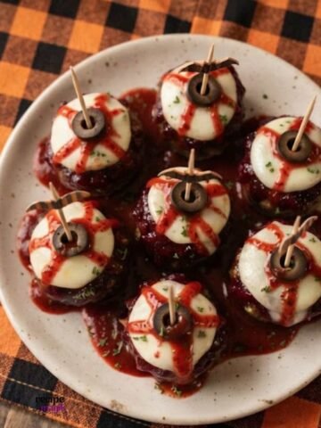 Halloween Eyeball Meatball Appetizers