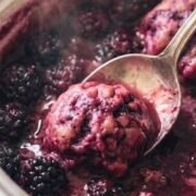old fashioned southern blackberry dumpling in a crockpot served