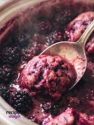 old fashioned southern blackberry dumpling in a crockpot served