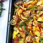 sheet pan chicken thighs with apples and butternut squash harvest chicken sheet pan