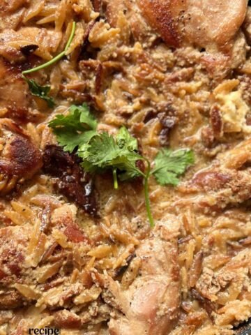 creamy garlic chicken orzo in one pot
